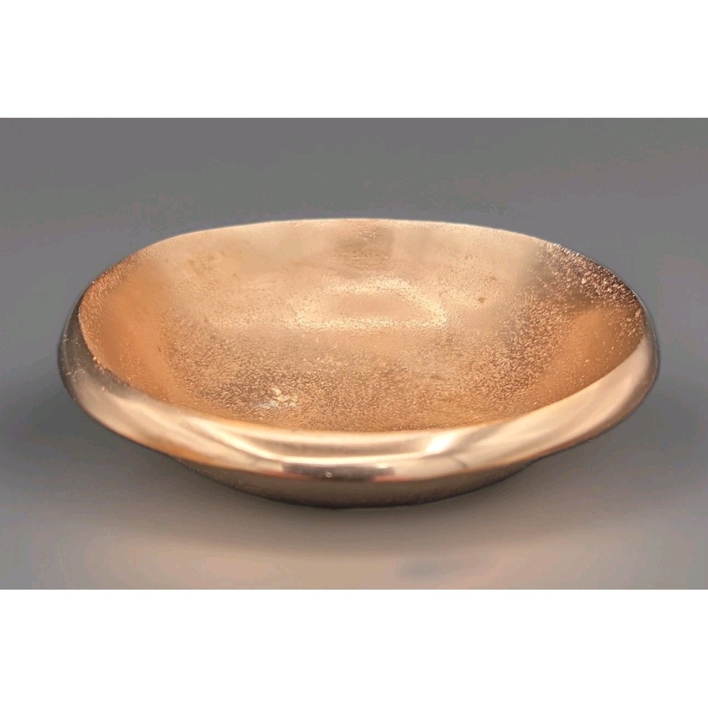 Julia Knight Bowl, 6" gold tone sand cast aluminum, Handmade signed